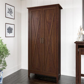 Pemberly Row Tall Storage Cabinet with Doors in Bing Cherry - Engineered Wood
