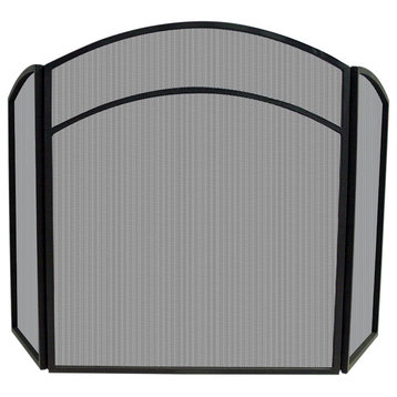 3-Fold Black Wrought Iron Arch Top Screen