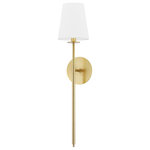 Hudson Valley Lighting - Niagra 1-Light Wall Sconce Aged Brass Finish White Belgian Linen Shade - Features: