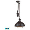 Farmhouse Oiled Bronze Pendant, LED Offering Up To 800 Lumens
