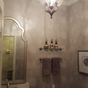 shimmering champagne powder room