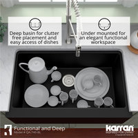 Karran Farmhouse/Apron-Front Quartz 34" Single Bowl Kitchen Sink, Black
