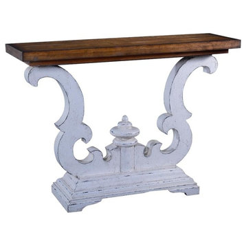 Console Table Cambridge Solid Wood Scroll Design  Distressed Old