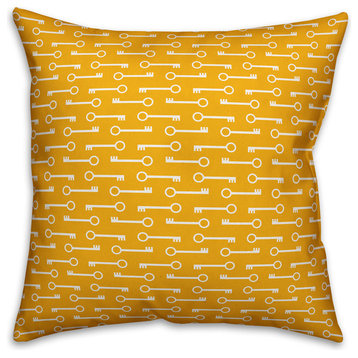 Yellow Keys Pattern Throw Pillow Cover, 18"x18"