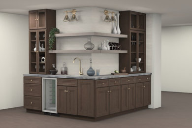 Inspiration for a mid-sized transitional home bar remodel in St Louis