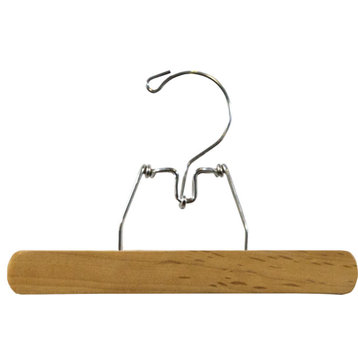 Wooden Clamp Hanger With Easy Snap Lock, Natural, Box of 12