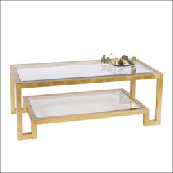 Worlds Away Winston Gold leaf two tier coffee table - Coffee Tables
