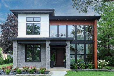 Example of a minimalist exterior home design in Chicago