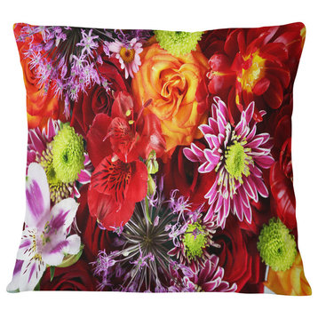 Colorful Flowers Background Floral Throw Pillow, 16"x16"
