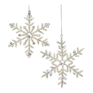 Melrose International Jeweled Metal Hanging Snowflake Ornament (Set of 12)