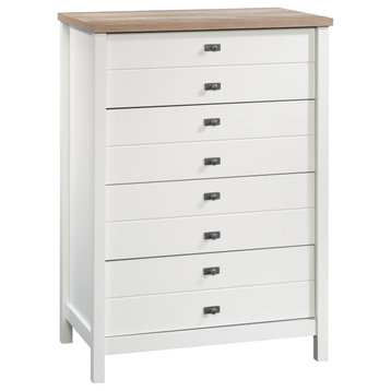 Cottage Vertical Dresser, 4 Large Storage Drawers With Safety Stops, Soft White