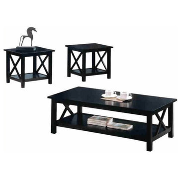 Catania Modern / Contemporary 3-Piece Wood Coffee Table Set in Dark Brown