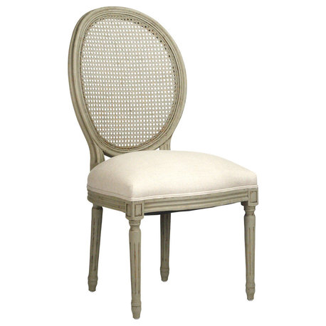 Medallion Side Chair With Cane Back, Olive Green