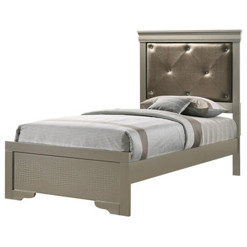 Lorana Collection E Panel Beds, Silver Champagne and Black