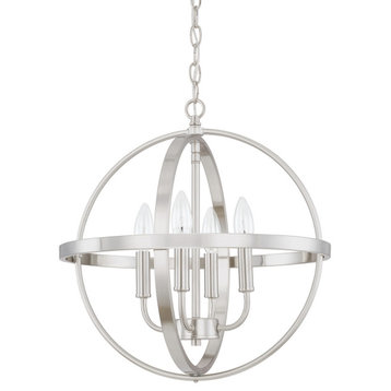 Capital Lighting 317541 4 Light 17"W Taper Candle Pendant - Brushed Nickel