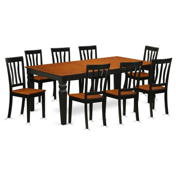 9-Piecekitchen Dinette Set With A Table And 8 Dining Chairs In Black And Cherry