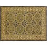 Bareens Designer Rugs - Shabby Chic Ziegler Maudie Bluish Gray Tan Hand-Knotted Wool Rug - 4'1'' x 6'0'' - Enhance the ambiance of your home with this magnificent Persian-influenced Turkish hand-knotted rug made by skilled artisans capable of creating the most exceptional vegetable dyes and hand-spun wool. This exquisite handmade rug is a one-of-a-kind Peshawar Kafkaz, otherwise identified as Chobi, Chobi Peshawar, Oushak, or Ziegler rug. These handmade rugs are crafted in Pakistan utilizing superior-quality wool imported from Australia, New Zealand, and Korea in two types of weaves: the Persian weave and the Mori weave. This rug is meticulously crafted by hand using the finest natural vegetable dyes extracted from local plants. The artisans use a blend of hand-spun local and fine merino wool, resulting in a rug with a compelling texture, higher lanolin content, and longer staple. The artisans occasionally incorporate natural or artificial silk into the pile to enhance specific motifs. The finished product is an awe-inspiring execution of flawless design and an understated palette that exudes elegance.