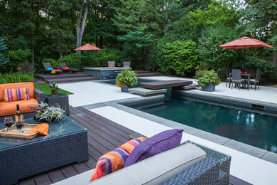Example of a large trendy custom-shaped hot tub design in Other