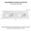 Malaga Composite Stone Vanity Top With Ceramic Sink, Grain White, 61"