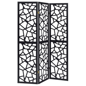 Nailan 3-panel Open Mosaic Pattern Room Divider Black