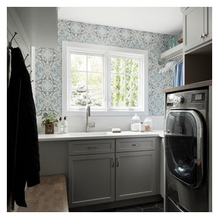 North Lincoln laundry and powder room - Transitional - Laundry Room ...