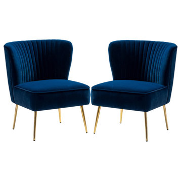 Upholstered Side Chair, Set of 2, Navy