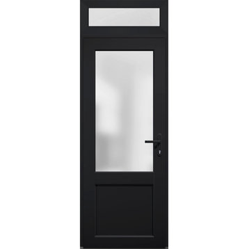 Front Exterior Prehung Door Frosted Glass / Manux 8422 Black / 36 x 96" Left In