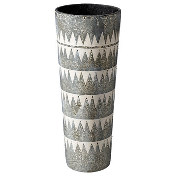 Delaney Tall Gray Patterned Ceramic Vase