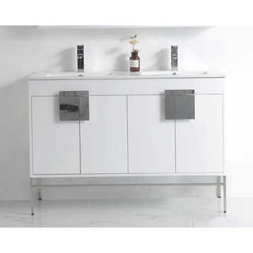 48" Kuro Minimalistic White Double Bathroom Vanity -NT-MCC-101WH-47