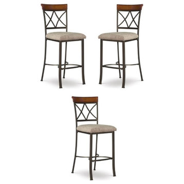Home Square 29" Metal Bar Height Stool in Pewter Finish - Set of 3