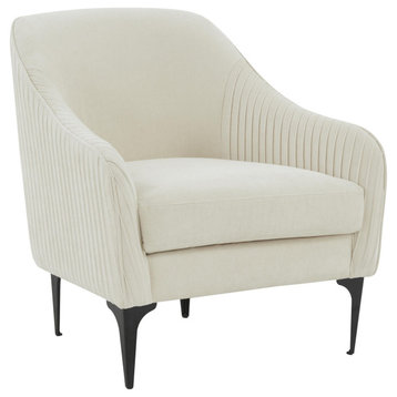 Serena Cream Velvet Accent Chair With Black Legs