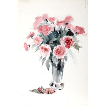 Eve Nethercott, Pink Flowers, P5.64, Watercolor Painting