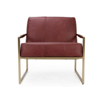 Munro Leather Lounge Chair, Leather: Juniper, Brass