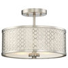 Trade Winds Hutchins Drum Semi-Flush Mount Ceiling Light in Brushed Nickel
