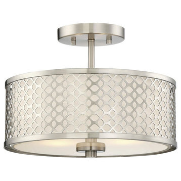 Trade Winds Hutchins Drum Semi-Flush Mount Ceiling Light in Brushed Nickel