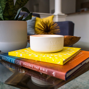 Caribbean inspired Mid Century Modern Living Room