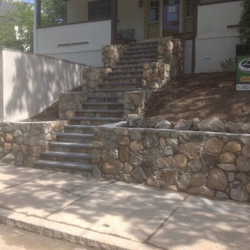 Natural Stone Front Entry: Retaining Wall & Steps