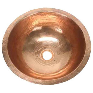 Small Round Copper Bathroom Sink by SoLuna, Cafe Natural, Rolled Rim