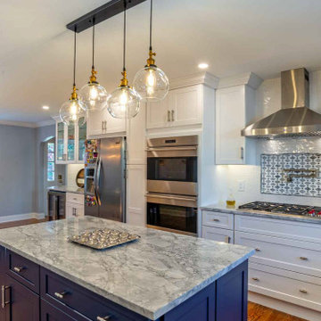 Navy Blue Island Kitchen