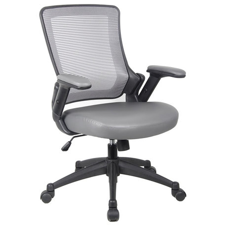 Mid, Back Mesh Task Office Chair With Height Adjustable Arms, Gray