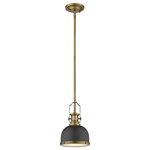 Z-Lite - Z-Lite 725MP-BRZ+HBR Melange - One Light Mini Pendant - Full of elongated lines and bright hues, this hangMelange One Light Mi Bronze/Heritage Bras *UL Approved: YES Energy Star Qualified: n/a ADA Certified: n/a  *Number of Lights: Lamp: 1-*Wattage:100w Medium Base bulb(s) *Bulb Included:No *Bulb Type:Medium Base *Finish Type:Bronze/Heritage Brass