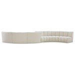 Meridian Furniture - Infinity Boucle Fabric Upholstered 6-Piece S-Shaped Modular Sectional, Cream - Mix and match this Infinity boucle fabric modular chair with other items in the Infinity collection to find the best possible seating solution for your gang. Rich cream boucle fabric feels welcoming and soft to the skin, so you stay seated comfortably for the big game or while watching your favorite programs. Deep channel tufting adds to the longevity and durability of this modular chair while giving it texture.