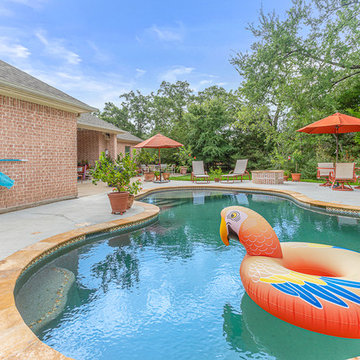 Freeform Pool with Travertine Coping