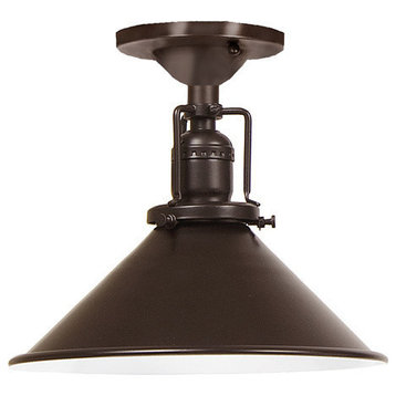 Ceiling Mount Oil Rubbed Bronze Finish 8"W Metal Shade, Inside Finish White