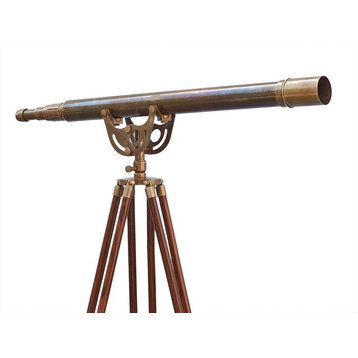 Floor Standing Antique Brass Anchormaster Telescope 65'', Vintage Telescope