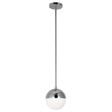 Dayana 1-Light Halogen Pendant With White Glass, Polished Chrome