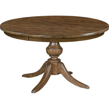 Kincaid Furniture The Nook 54" Round Dining Table With Wood Base, Hewned Maple