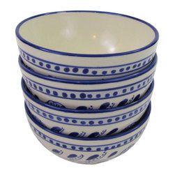 Le Souk Ceramique - Stoneware Soup/Cereal Bowls, Set of 4, Azoura Design - Serving And Salad Bowls