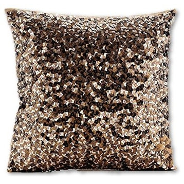 Metallic Sequins Gold Pillows Cover, Art Silk pillow covers 16x16, Shocker Gold