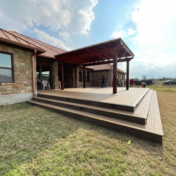 Cedar pergola and composite deck with lighting